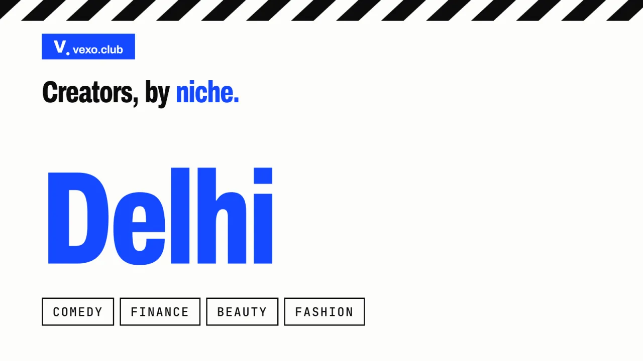 Female influencers in Delhi by niche: comedy, fashion, education, finance, food and travel, vexo.club
