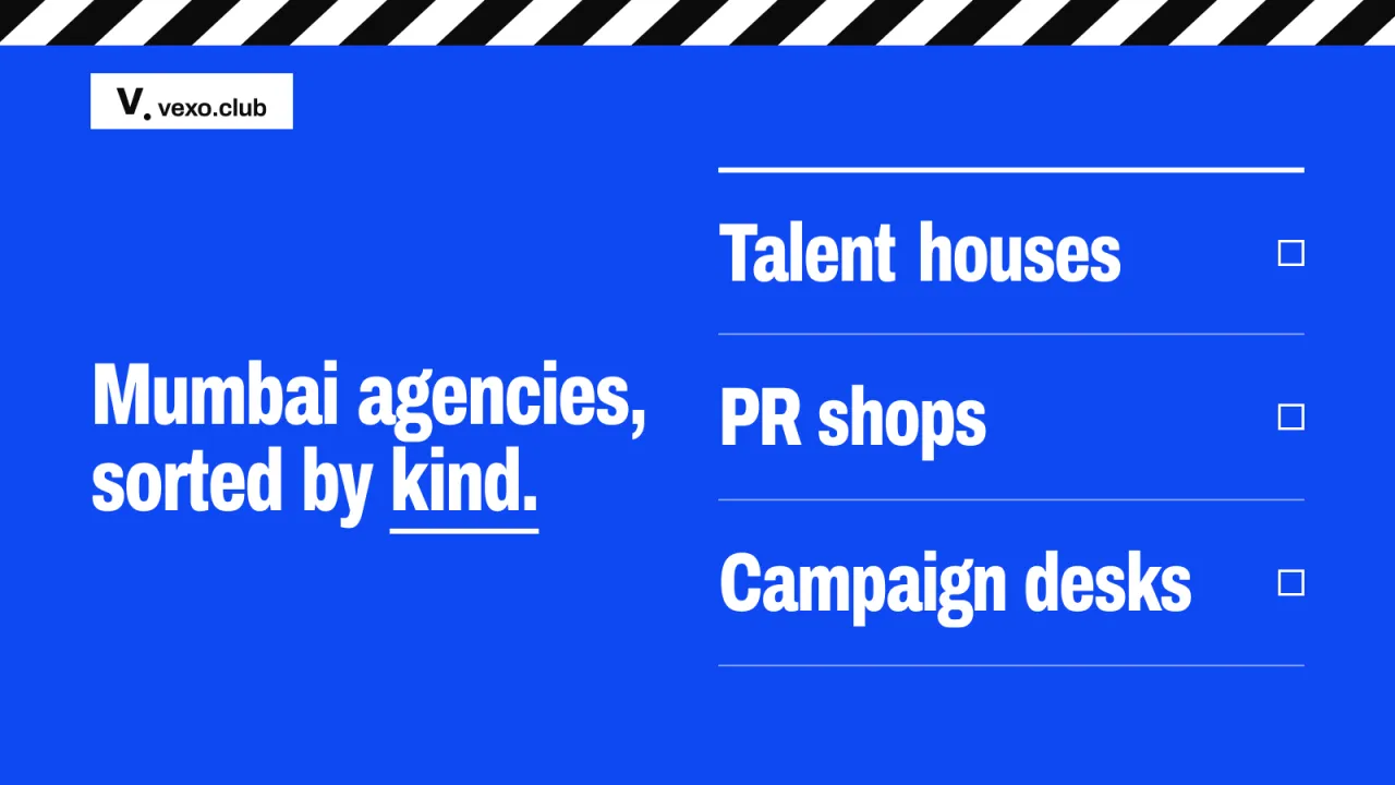 Talent houses, PR shops and campaign desks as a ruled list — influencer marketing agency in Mumbai, vexo.club